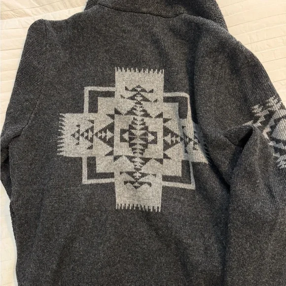 Pendleton Charcoal and White Zip-Up Sweater - Picture 2 of 3